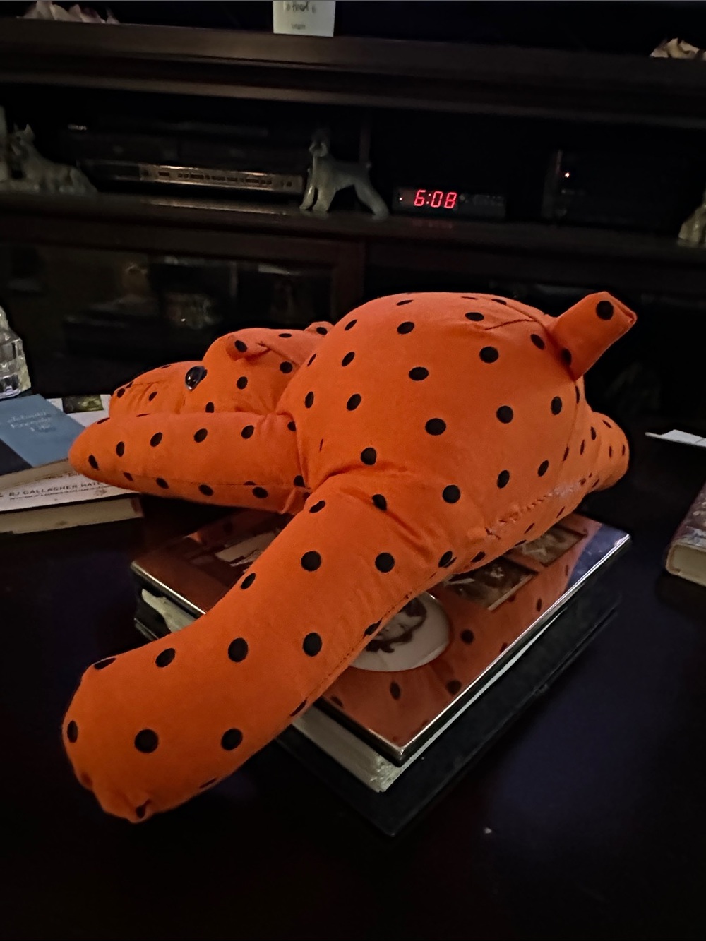 Hippy the Hippo Handmade Orange Polka Dot Plush Hippo Toy - Picture 4 of 7